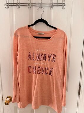 Peach Long-Sleeve Sequin 'You Always have a Choice' Graphic long sleeve